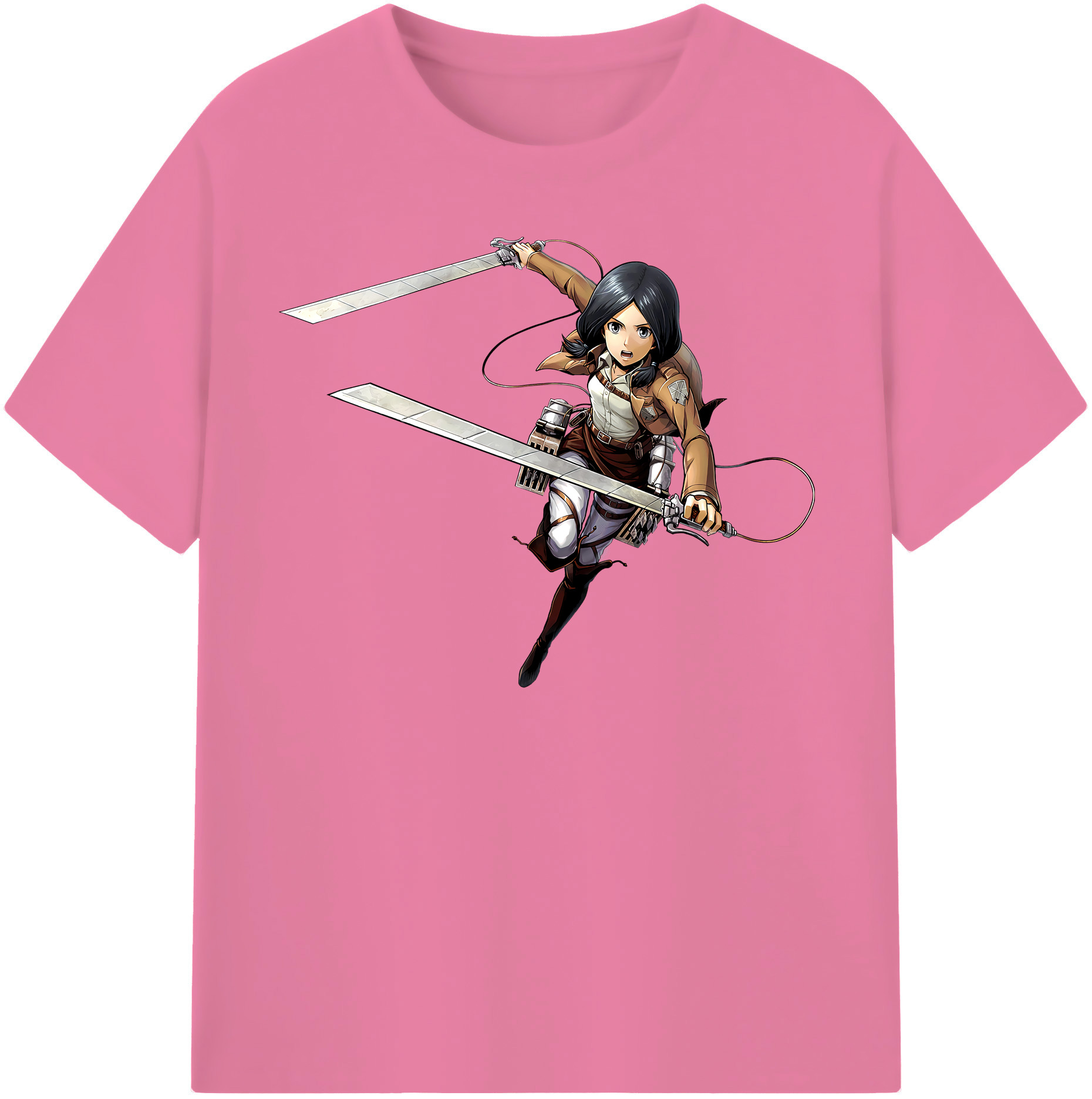 （画像用） 進撃の巨人 ミカサ·アッカーマン Attack on Titan Mikasa Ackerman 綿100％半袖Tシャツ（フロントプリント）